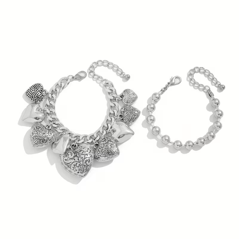 2pc Abundant Heart Bangle Bracelet