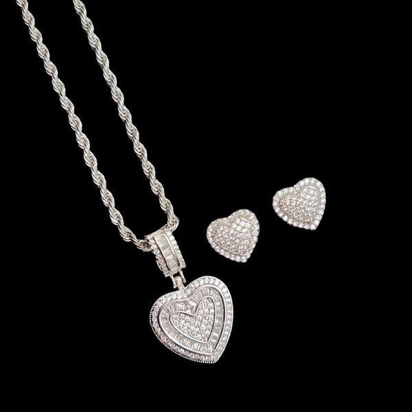 2pc Diamond Heart Jewelry Set