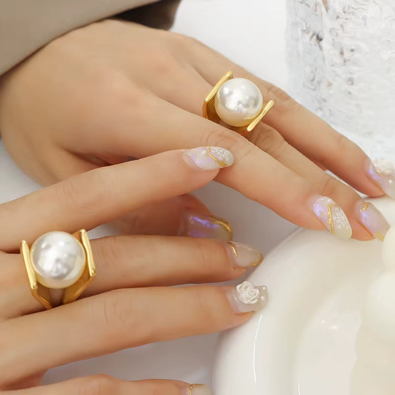 Y Shaped Pearl Ring
