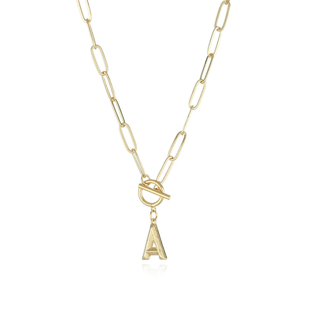A-Z Initial Toggle Paperclip Necklace