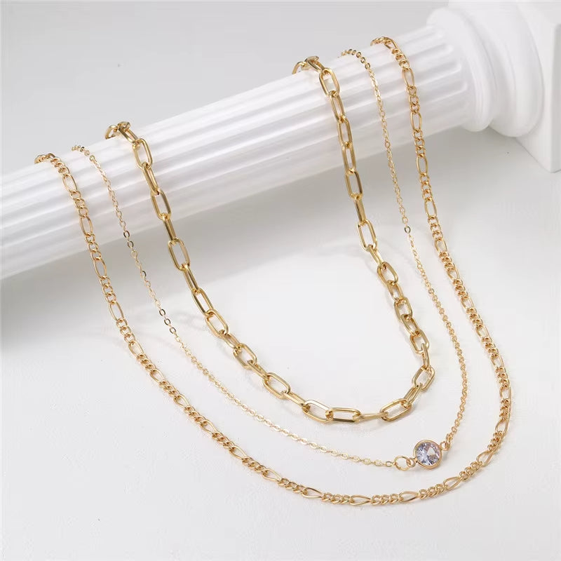 Triple Layer Crystal Charm Necklace