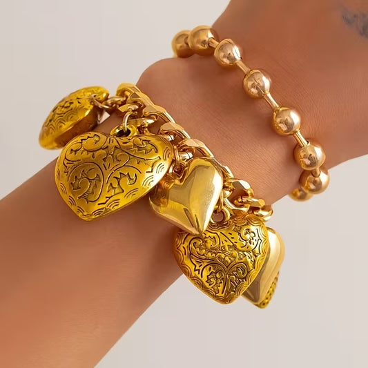 2pc Abundant Heart Bangle Bracelet