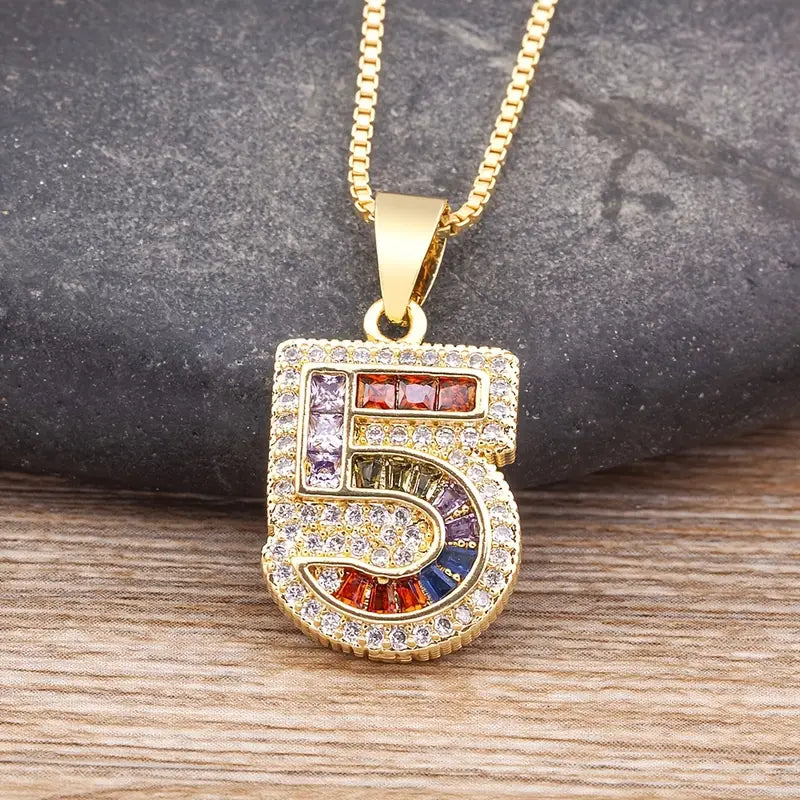 Luxe Number Rainbow Necklace