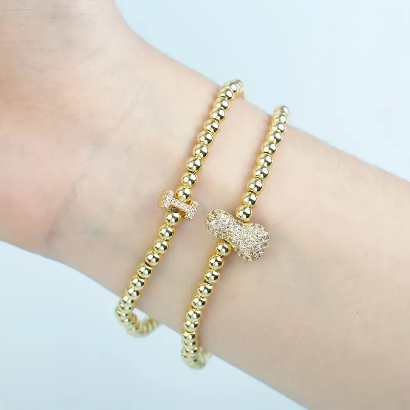 A-Z Bubble Initial Beaded Bracelet Set