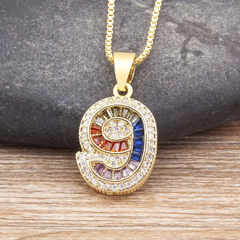 Luxe Number Rainbow Necklace