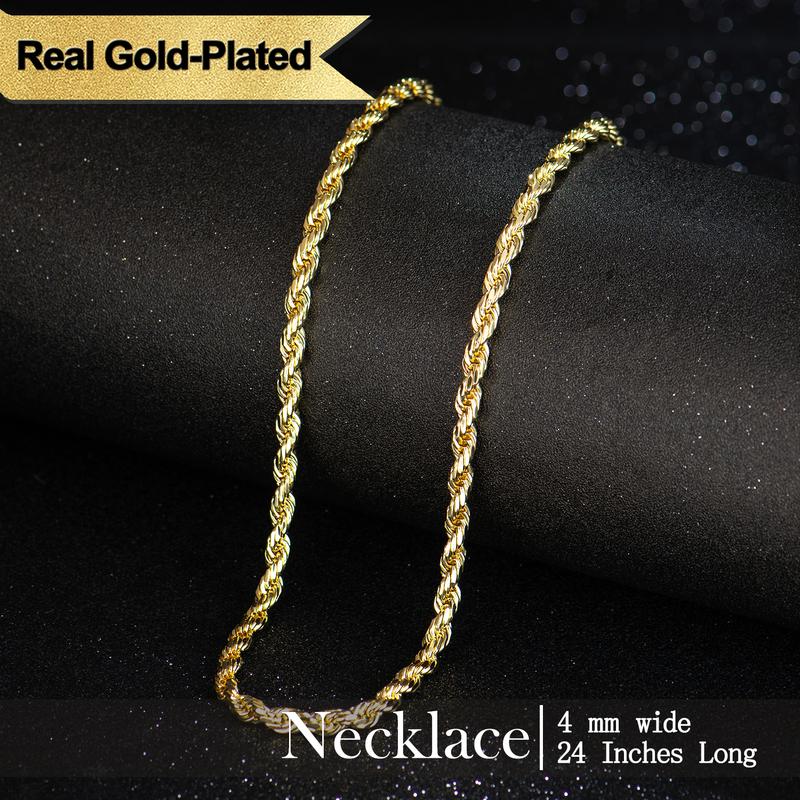 14K Gold Plated Rope Chain Necklace