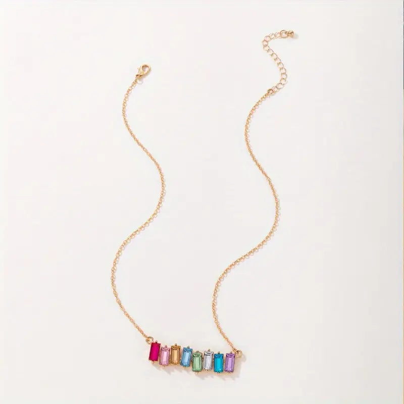 Square Prism Rainbow Necklace