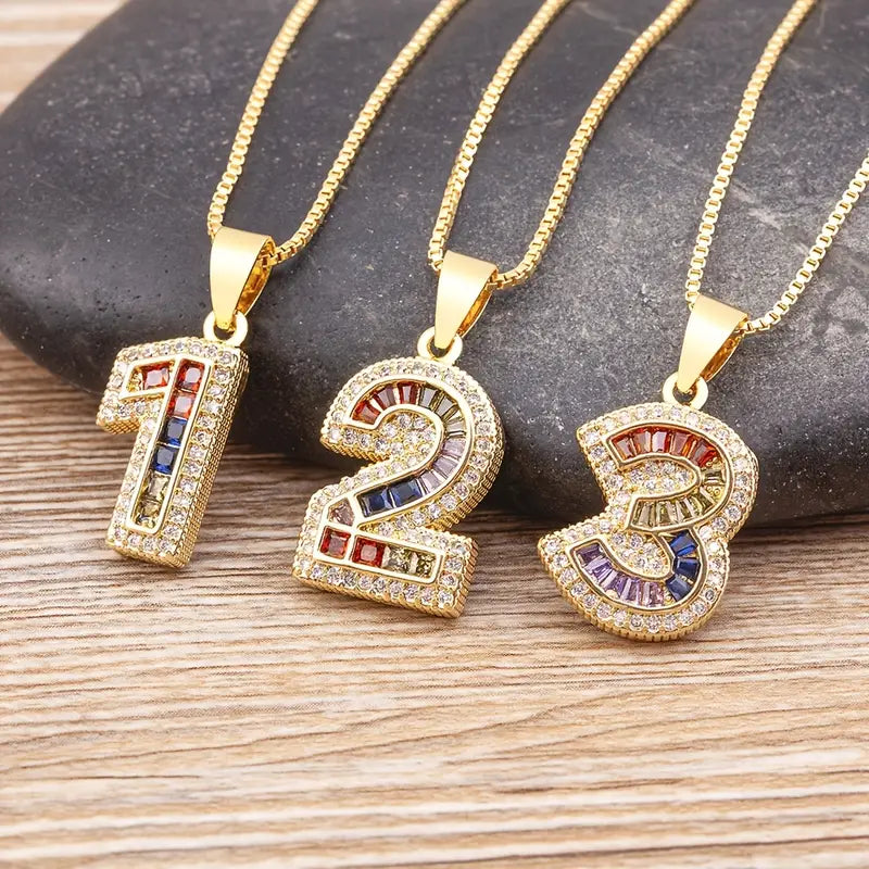 Luxe Number Rainbow Necklace