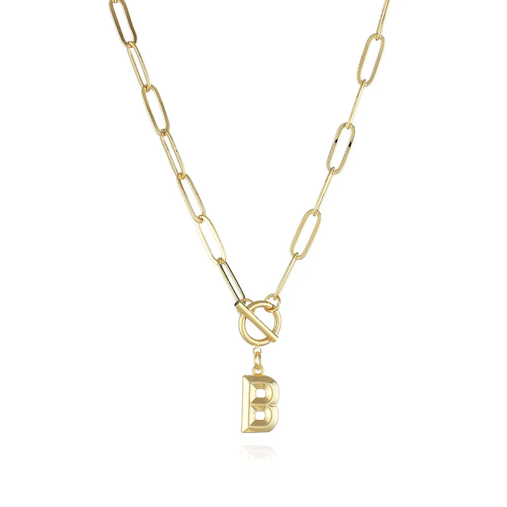 A-Z Initial Toggle Paperclip Necklace
