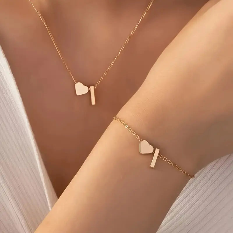A-Z Heart Initial Jewelry Set