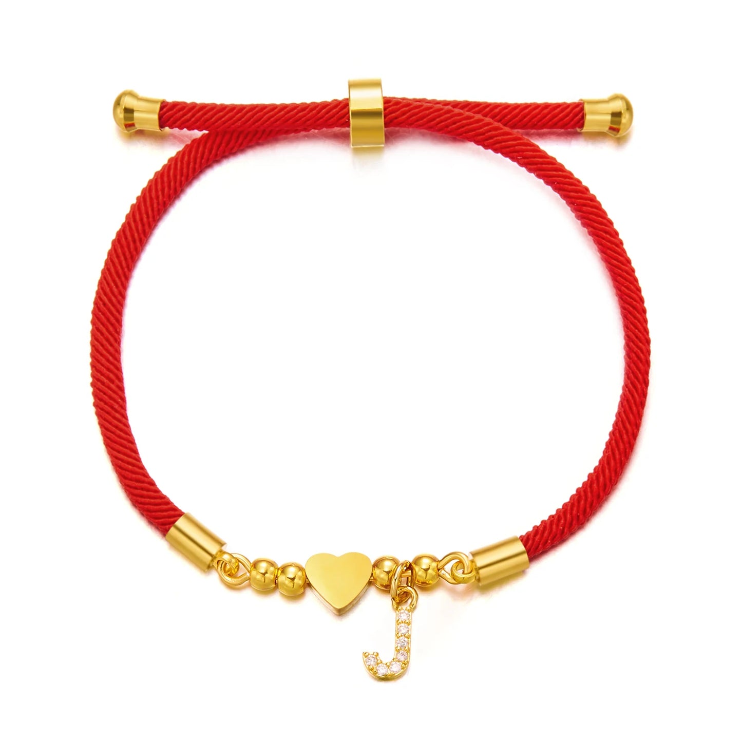 A-Z Diamond Initial Heart Rope Bracelet