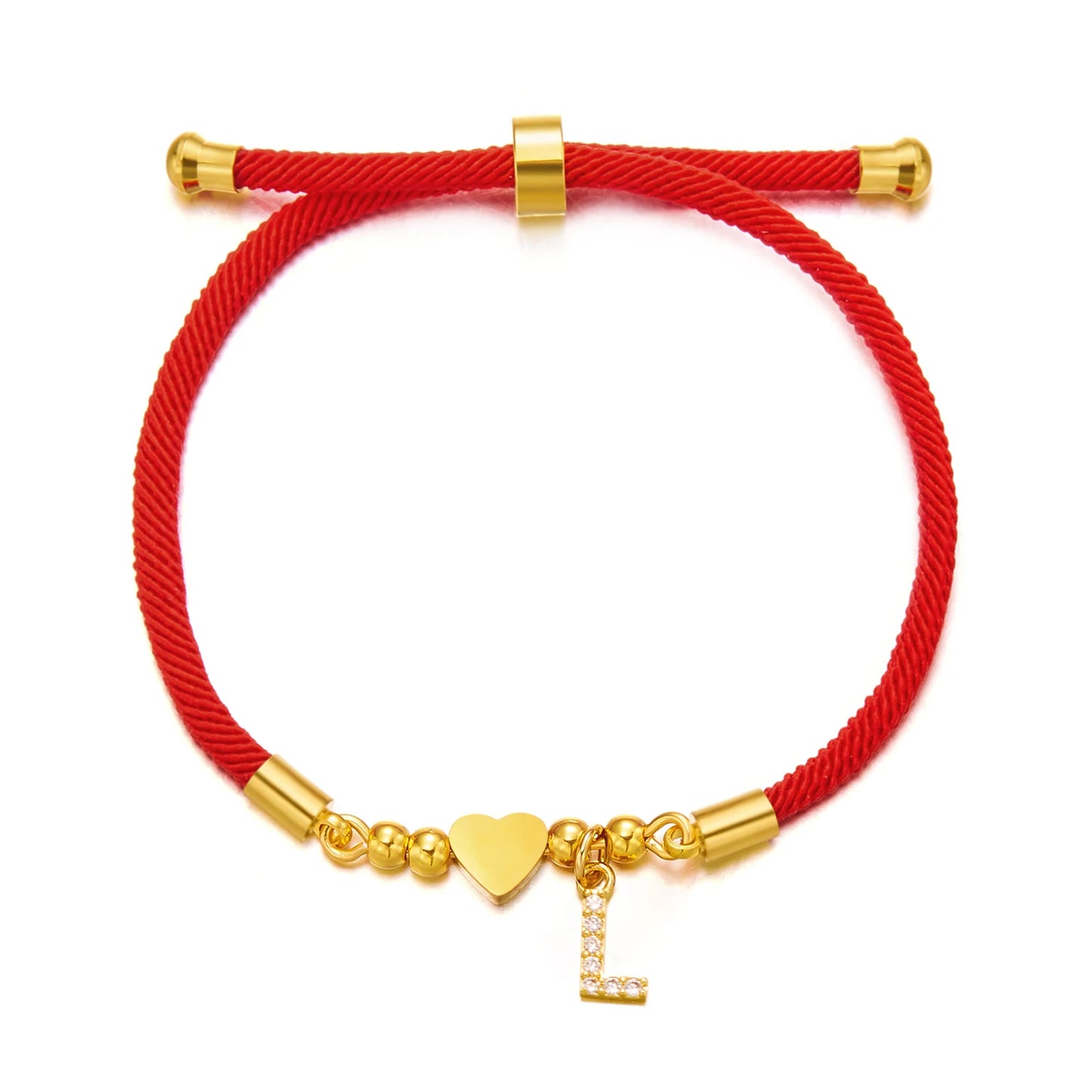 A-Z Diamond Initial Heart Rope Bracelet