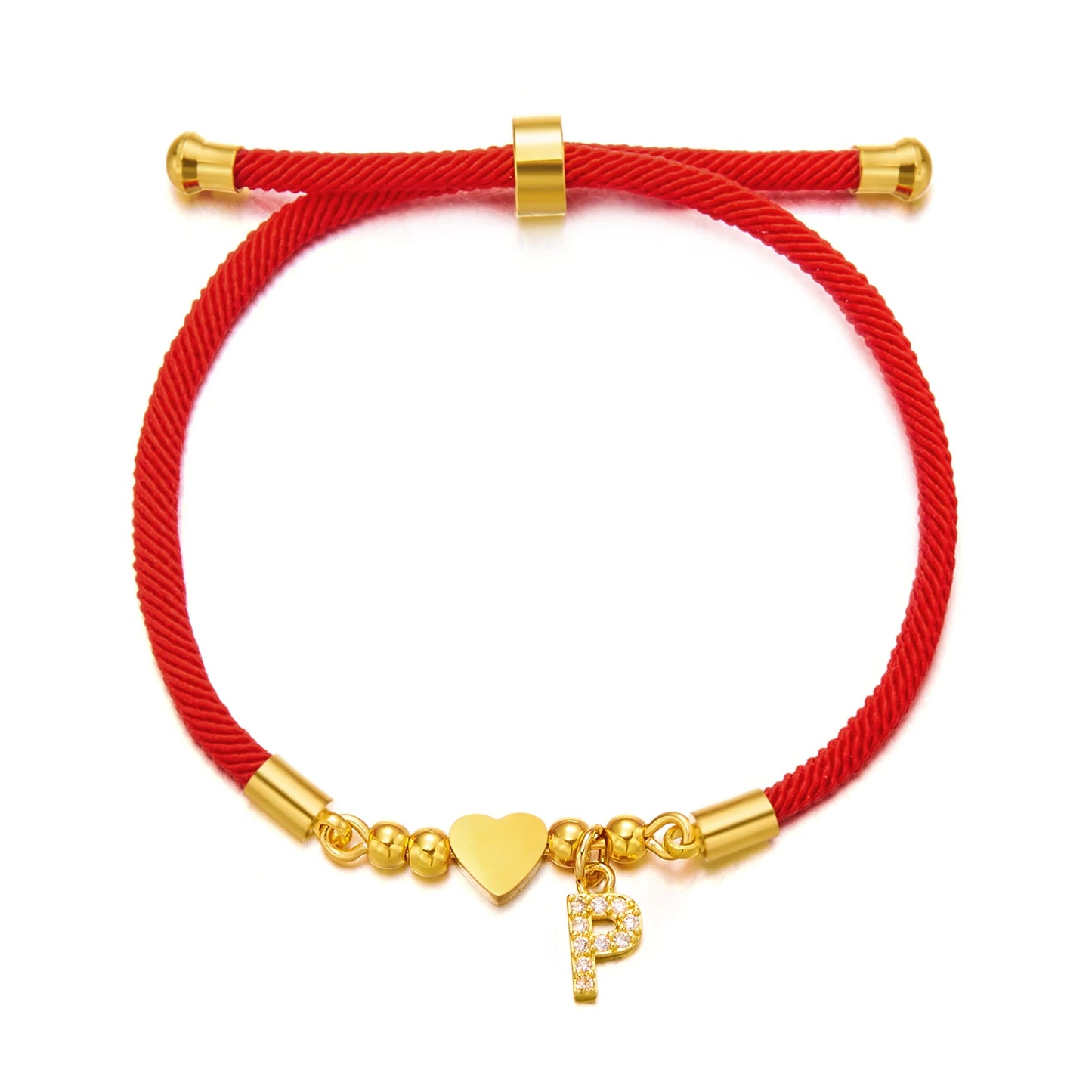 A-Z Diamond Initial Heart Rope Bracelet