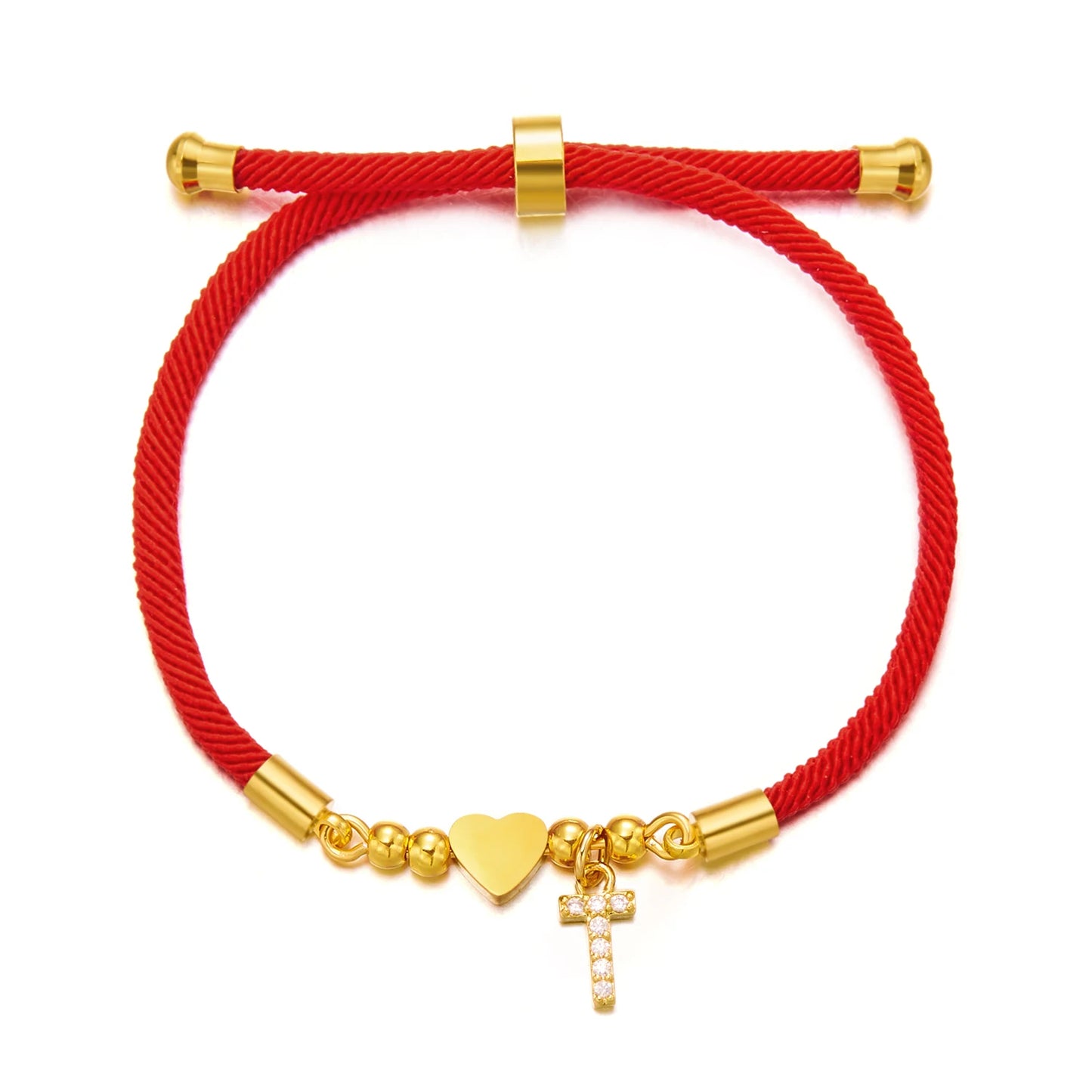 A-Z Diamond Initial Heart Rope Bracelet