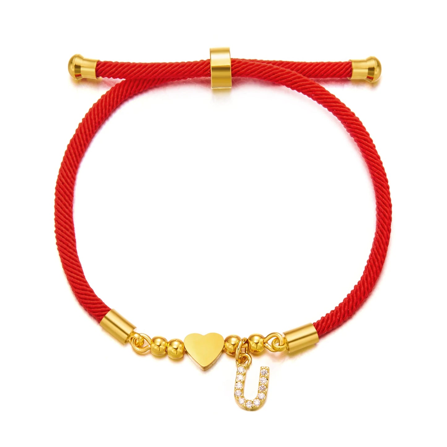A-Z Diamond Initial Heart Rope Bracelet