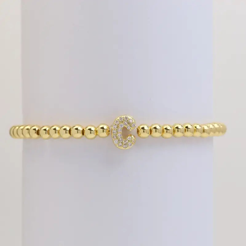 A-Z Bubble Initial Beaded Bracelet