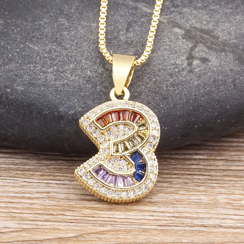 Luxe Number Rainbow Necklace