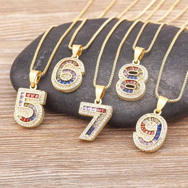 Luxe Number Rainbow Necklace