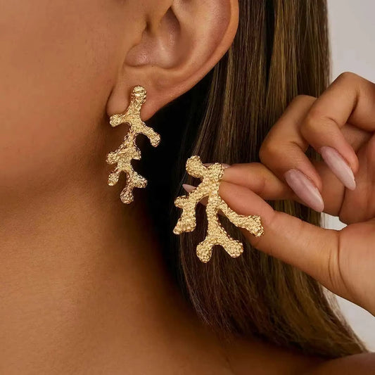 Irregular Coral Stud Earrings