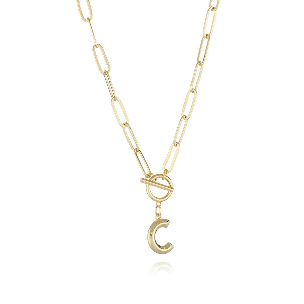A-Z Initial Toggle Paperclip Necklace
