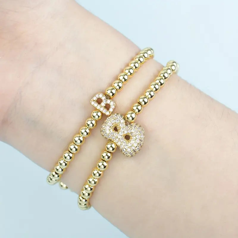 A-Z Bubble Initial Beaded Bracelet Set