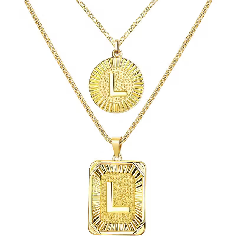 2pc 18K Initial Necklace