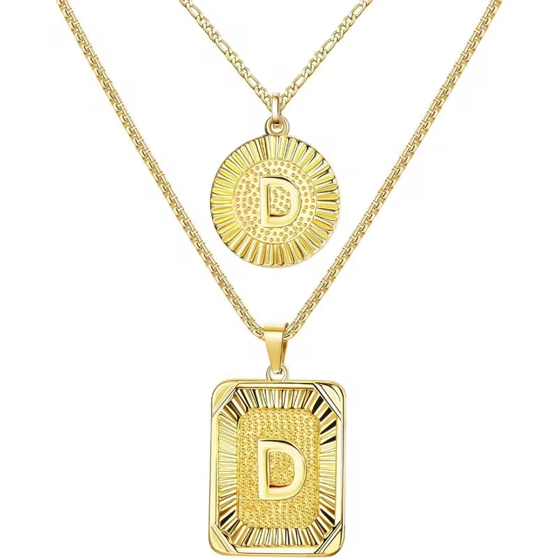 2pc 18K Initial Necklace