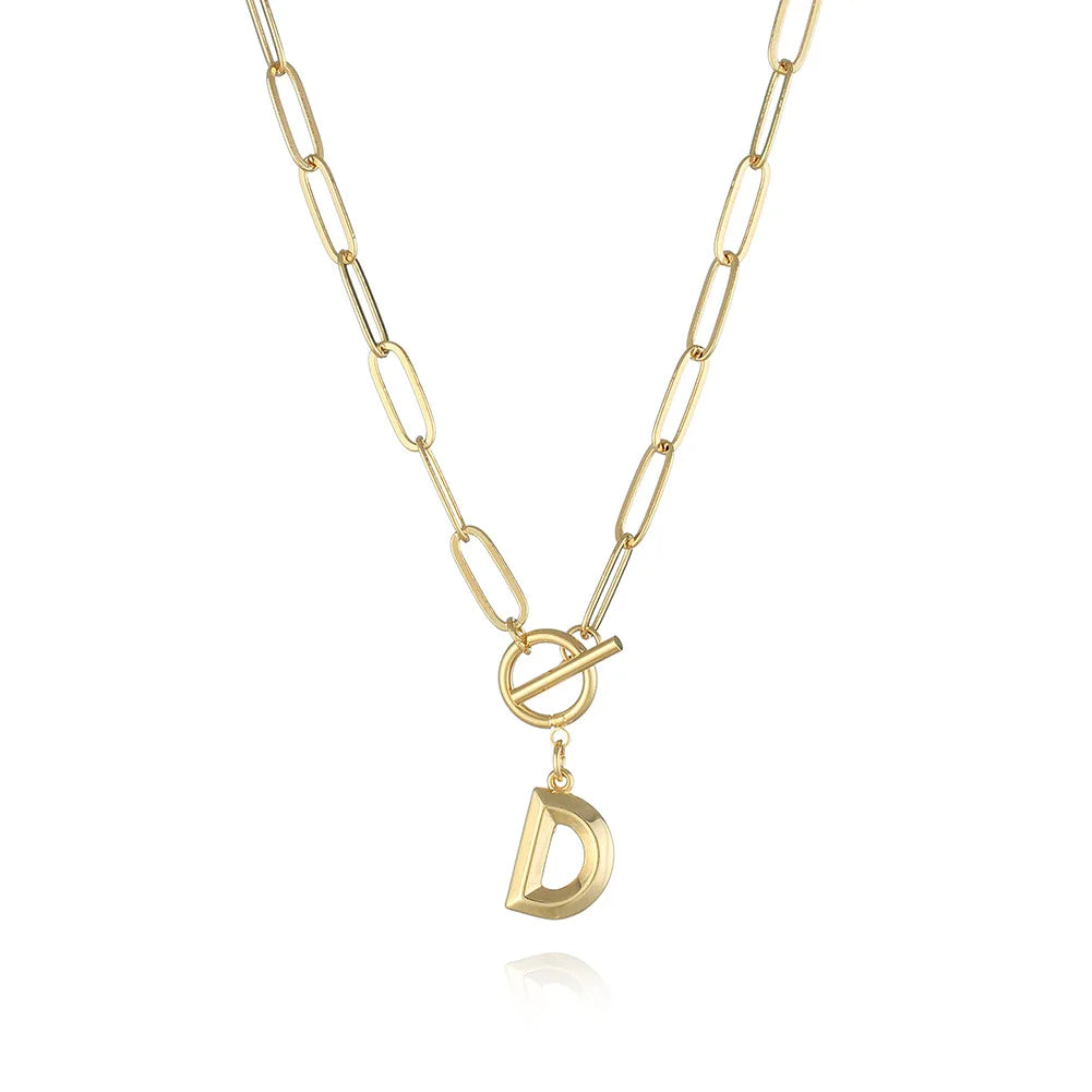 A-Z Initial Toggle Paperclip Necklace