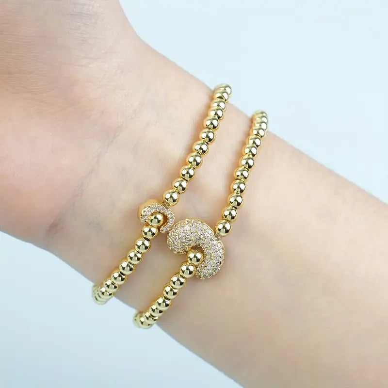 A-Z Bubble Initial Beaded Bracelet Set