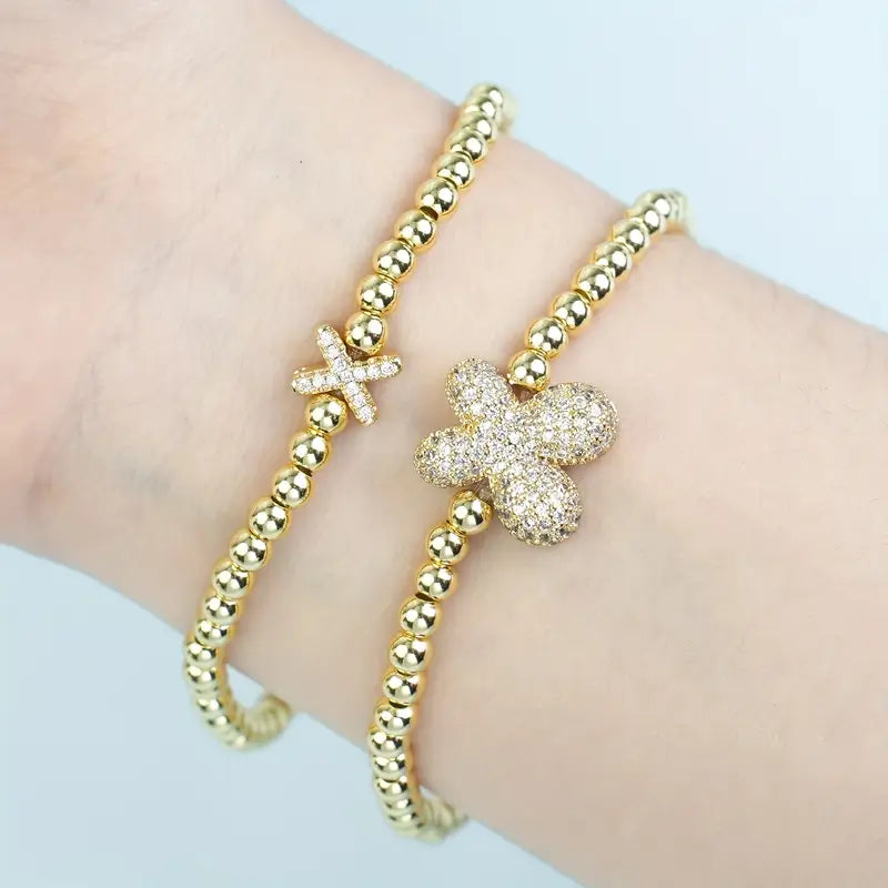 A-Z Bubble Initial Beaded Bracelet Set