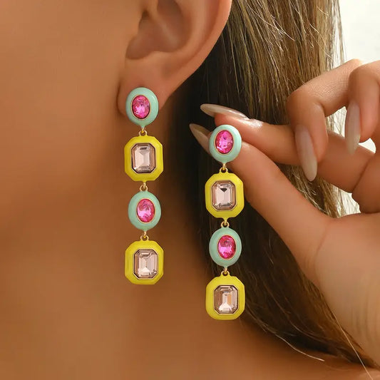 Modern Colorblock Rainbow Earrings