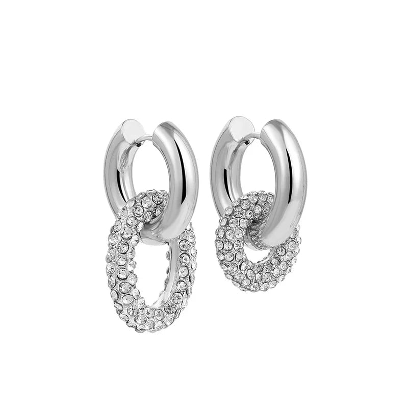 Dual Diamond Huggie Hoop Earrings