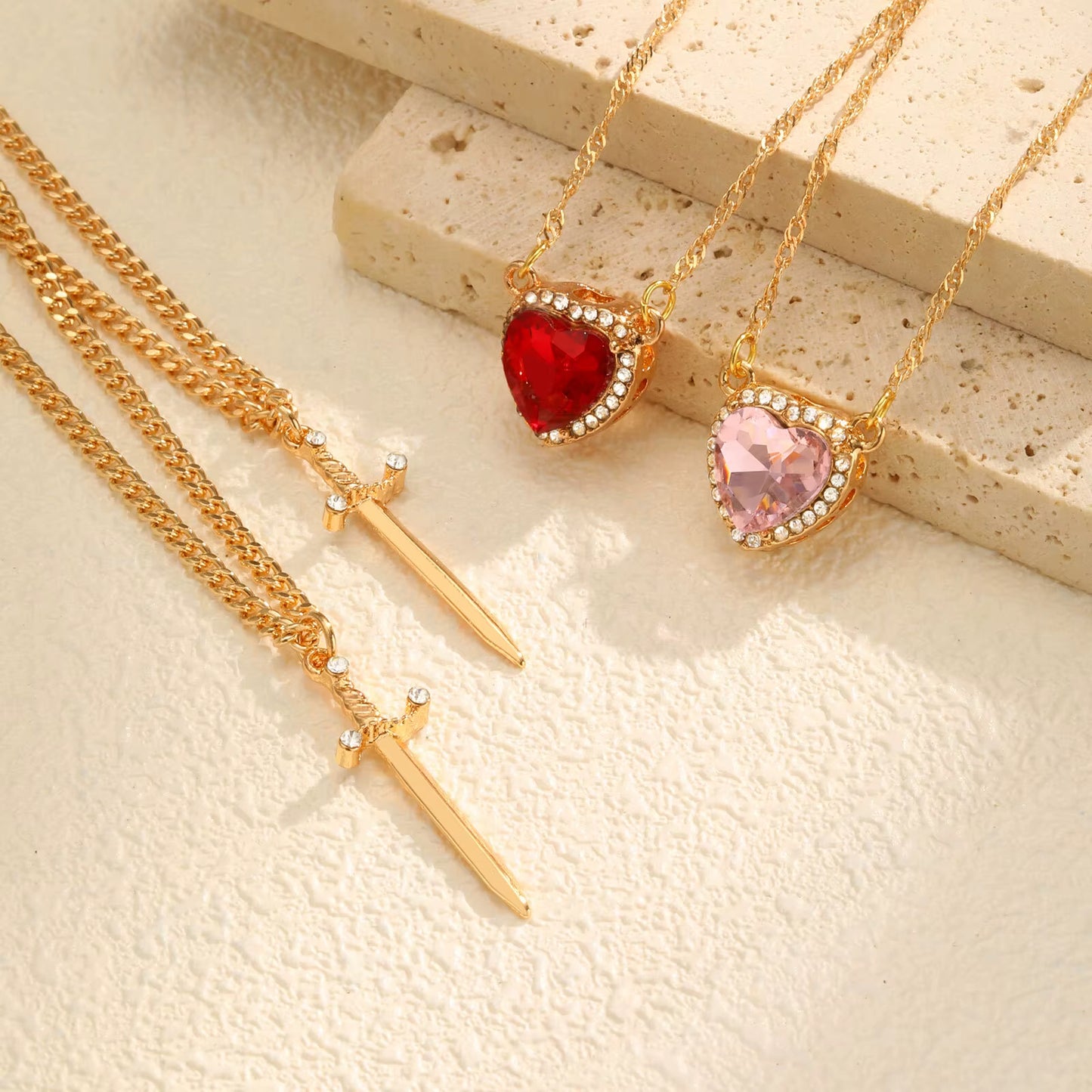 Piercing Sword Heart Necklace