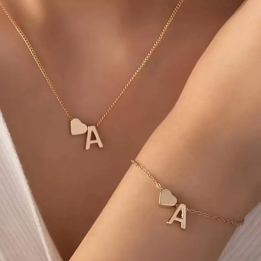 A-Z Heart Initial Jewelry Set