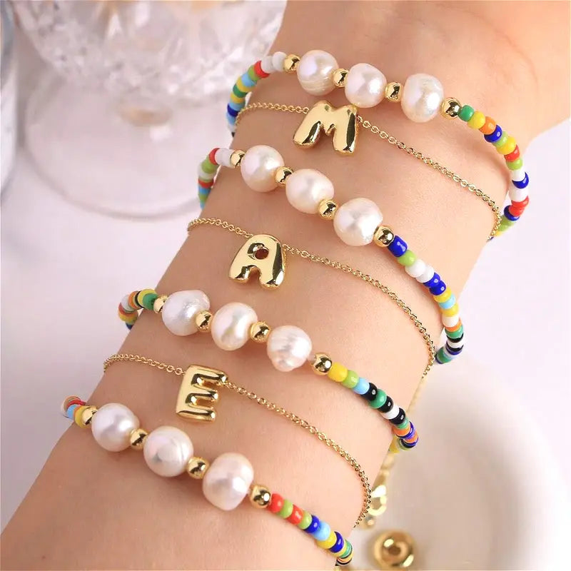 A-Z Initial Pearl Bracelet