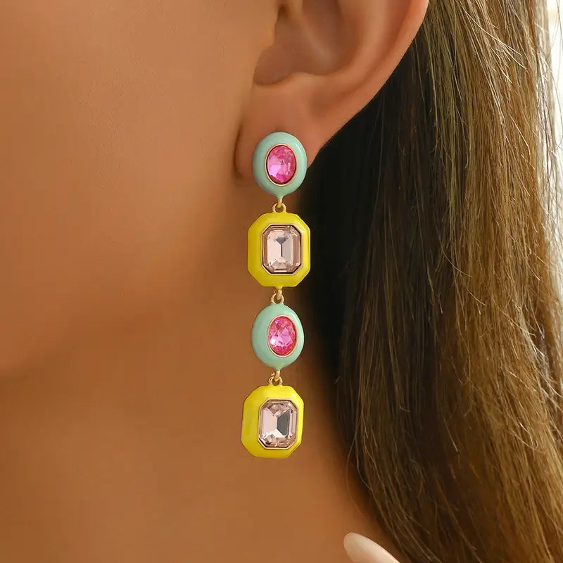 Modern Colorblock Rainbow Earrings