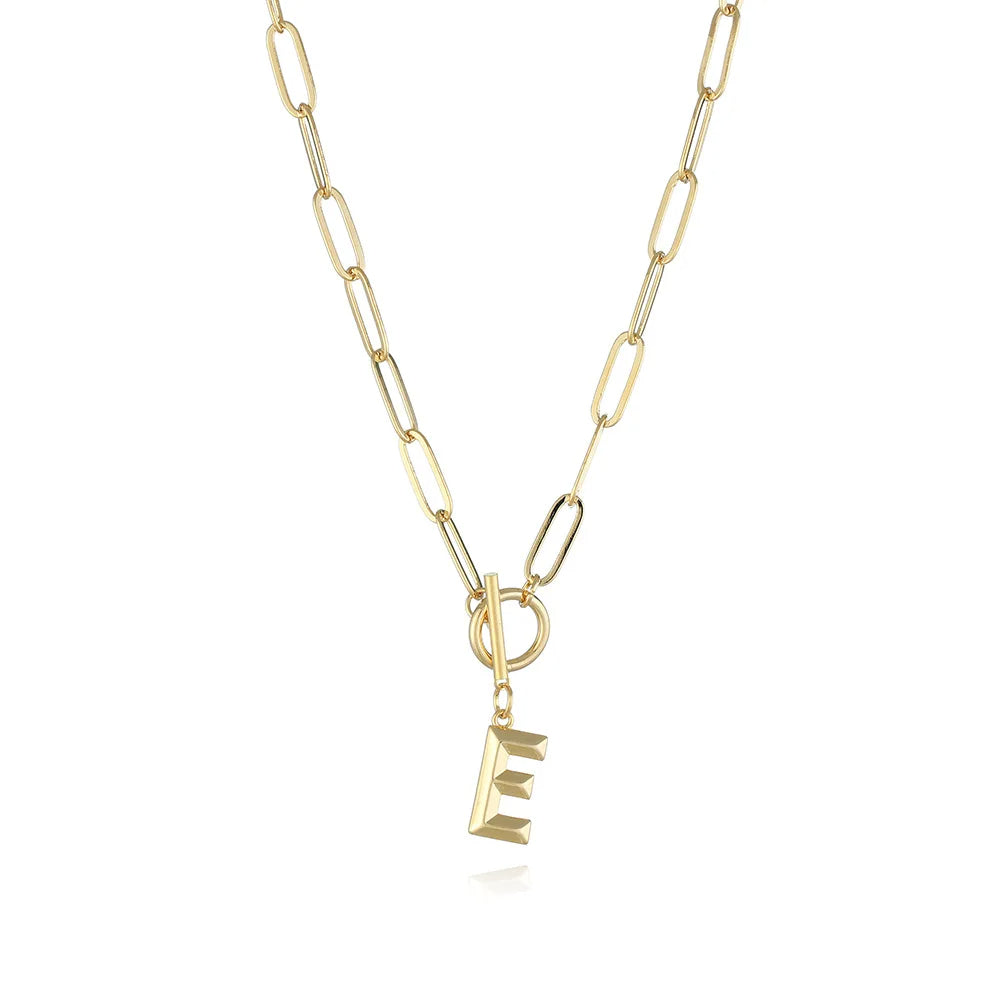 A-Z Initial Toggle Paperclip Necklace