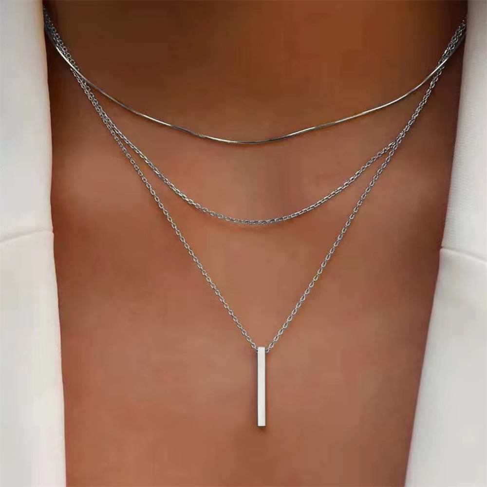 Tiered Gold Bar Necklace Set