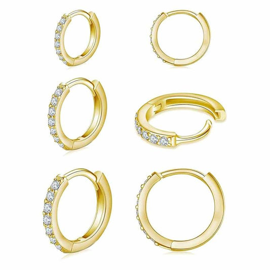 3pc Diamond Hoop Earrings Set