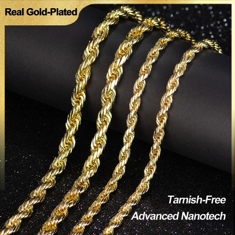 14K Gold Plated Rope Chain Necklace