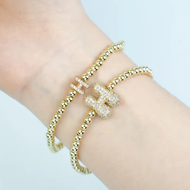 A-Z Bubble Initial Beaded Bracelet Set