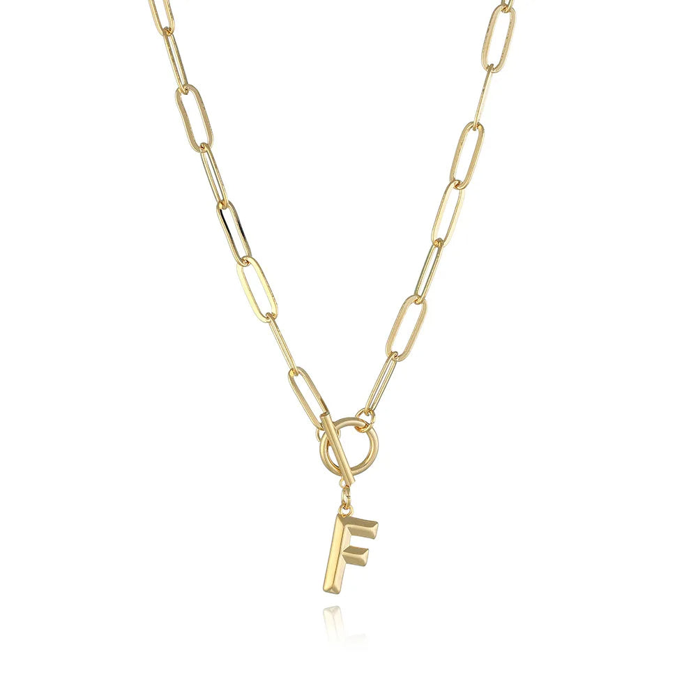 A-Z Initial Toggle Paperclip Necklace