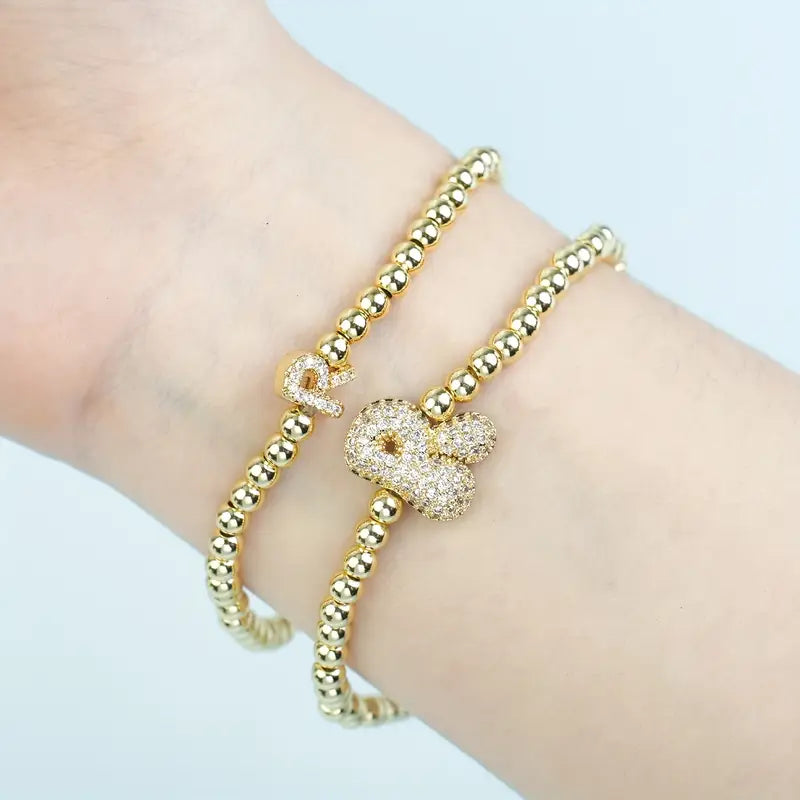 A-Z Bubble Initial Beaded Bracelet Set