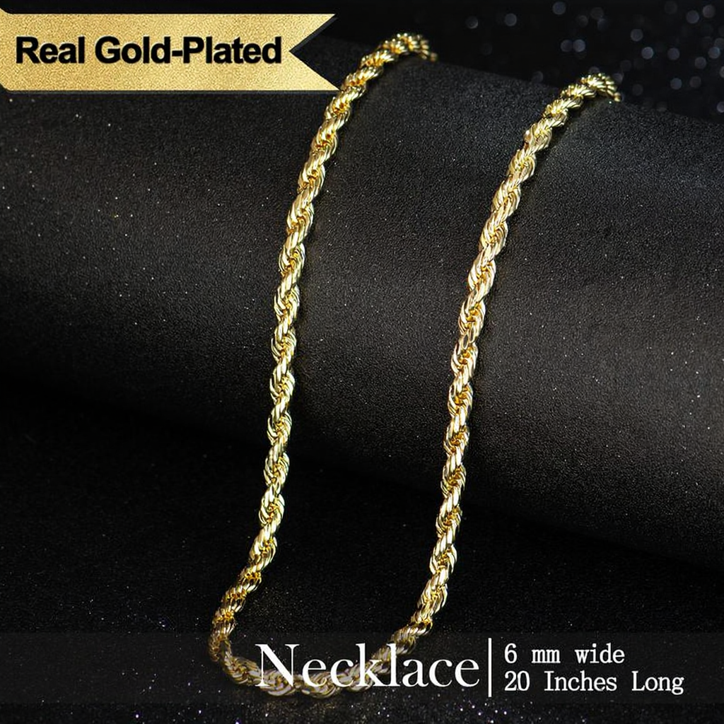 14K Gold Plated Rope Chain Necklace