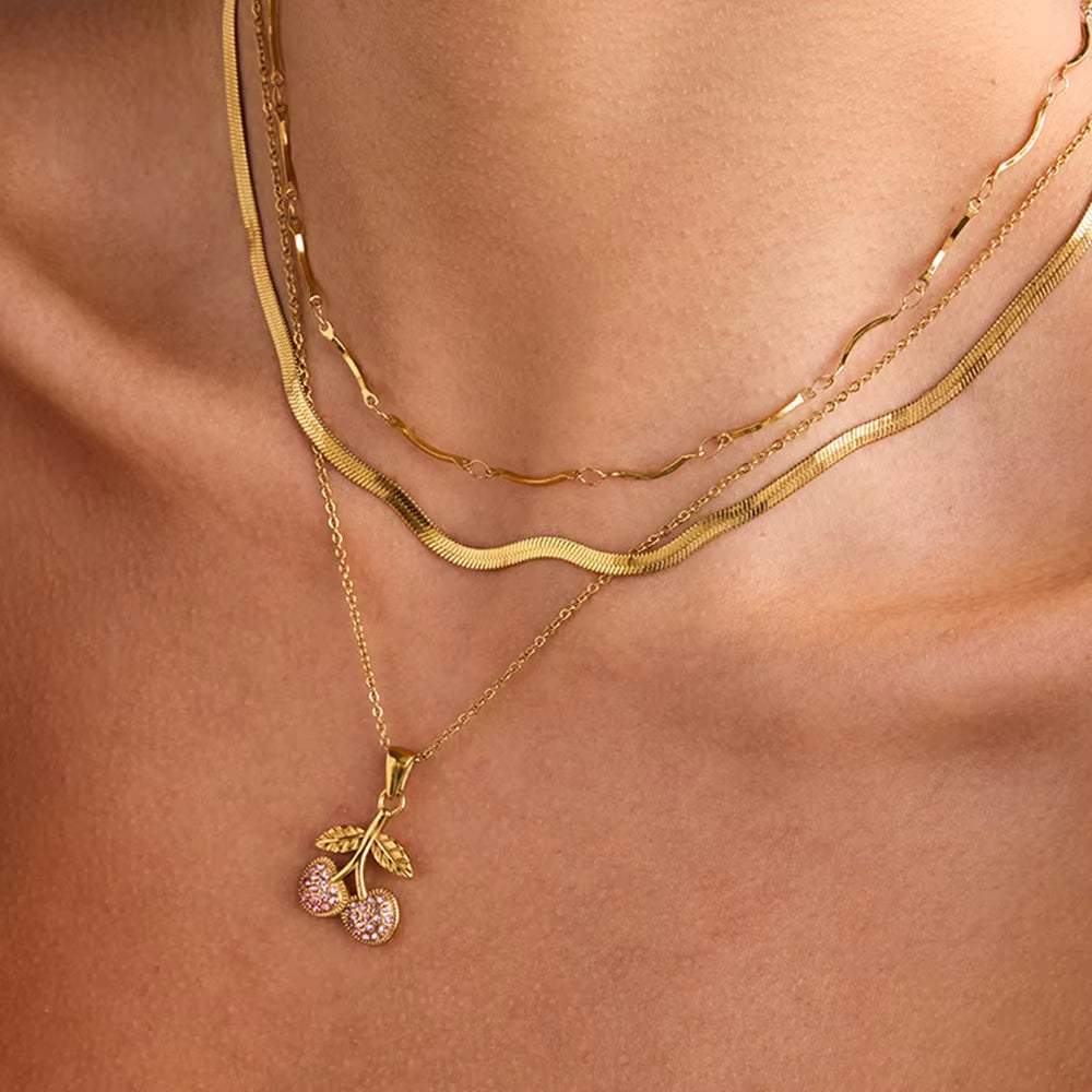 18K Cherry Blossom Necklace Stack