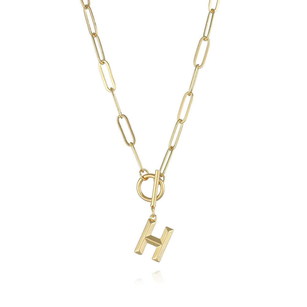 A-Z Initial Toggle Paperclip Necklace