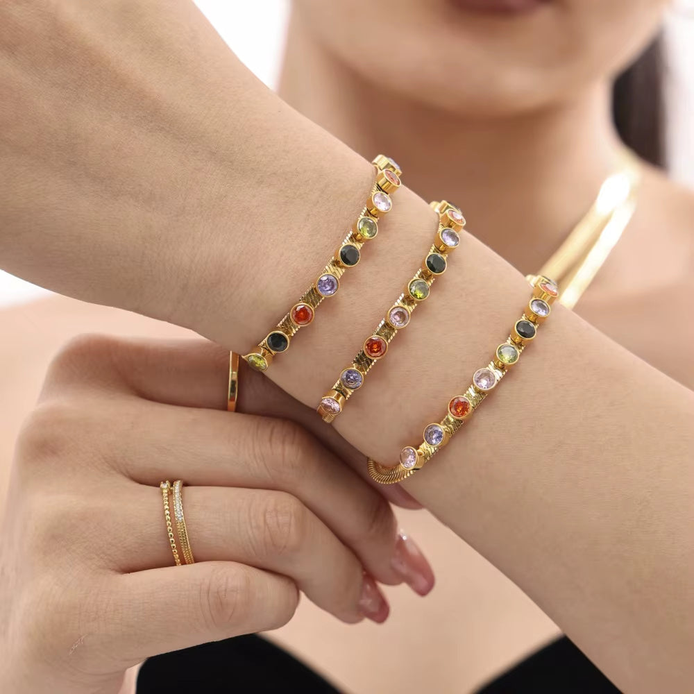 18K Jewel Tone Herringbone Set