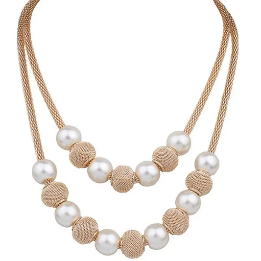 Double Strand Beaded Pearl Necklace