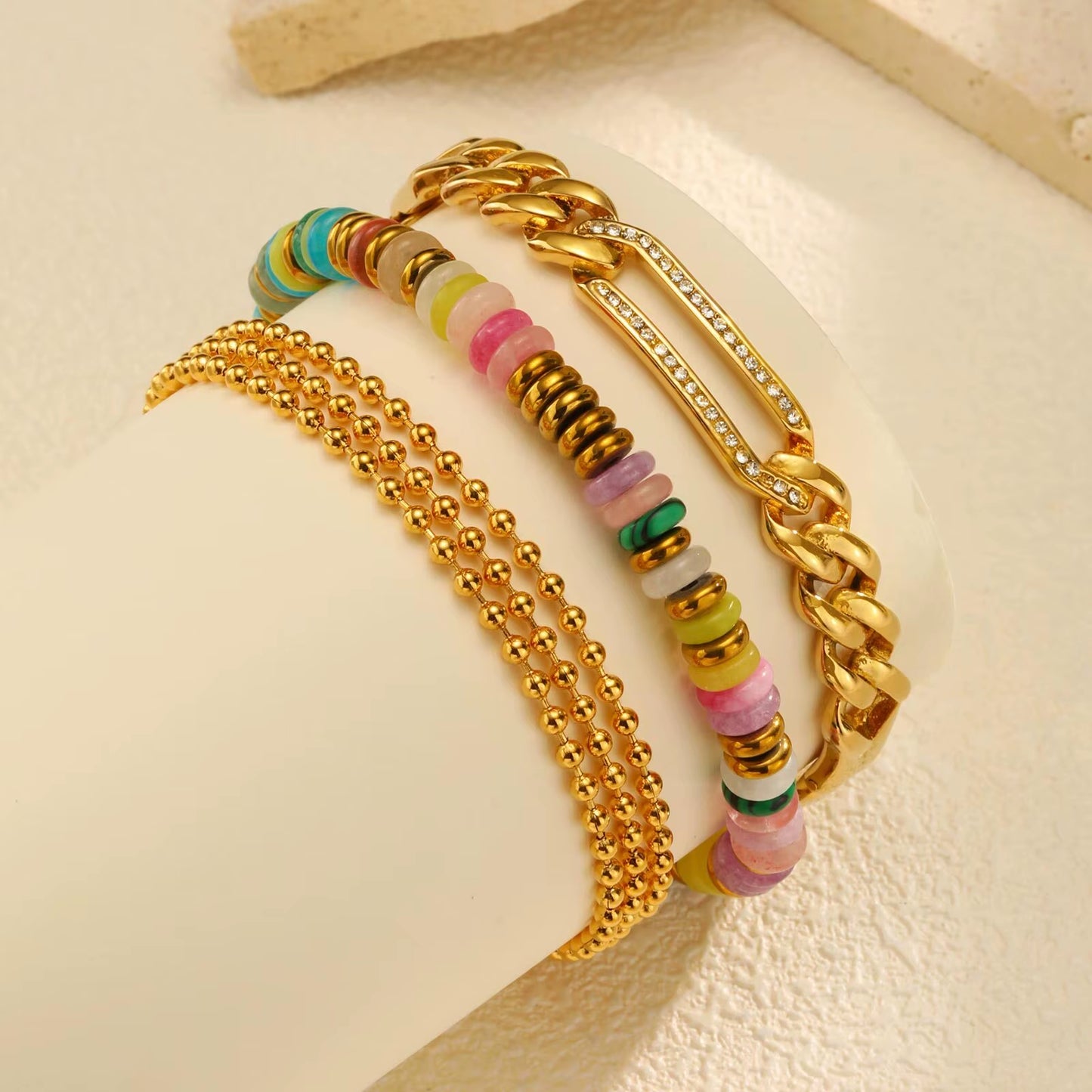 3pc Classic Rainbow Bracelet Set