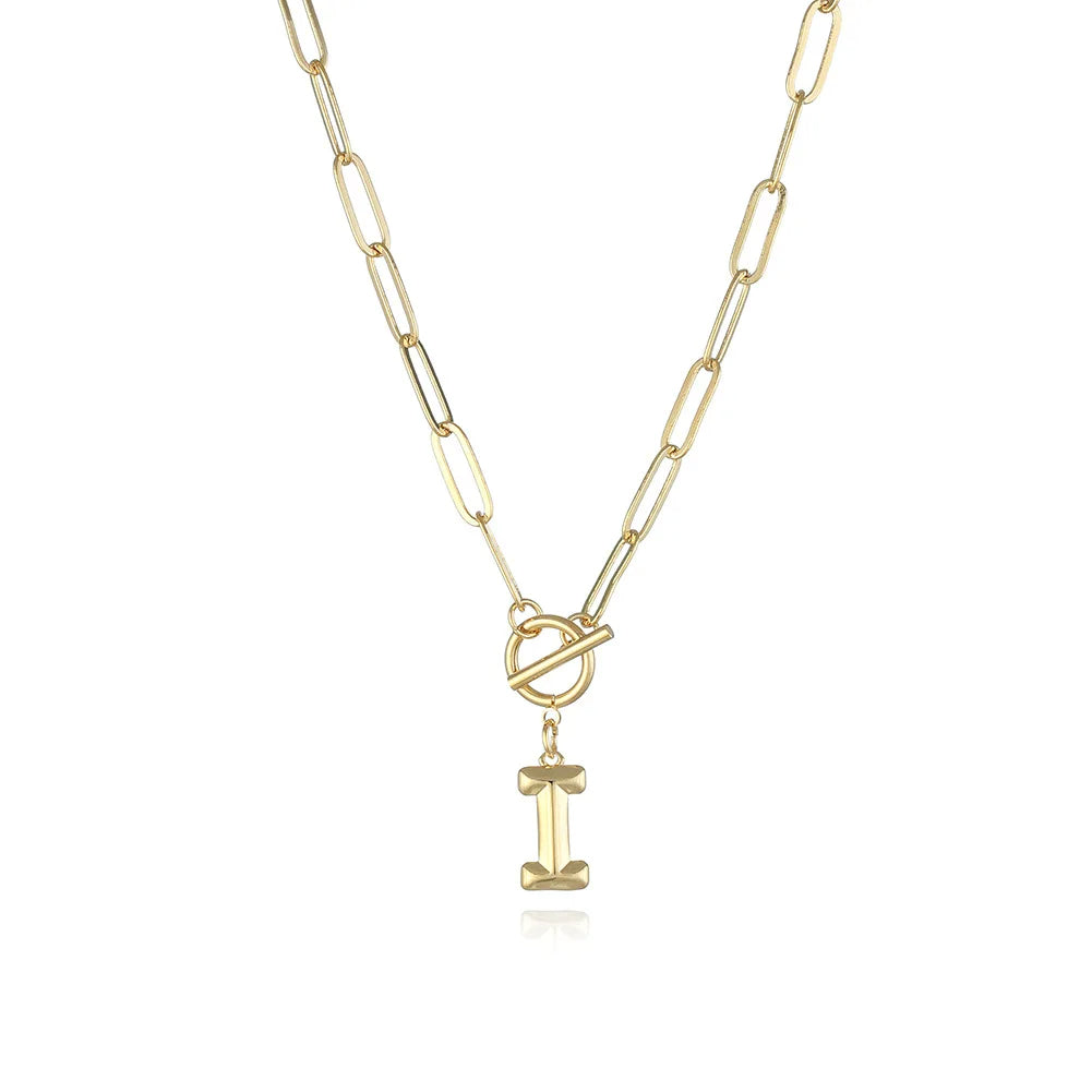 A-Z Initial Toggle Paperclip Necklace